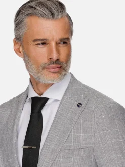 Wam Denim Ground Checkered Slim Fit Grey Colbert| Colberts