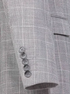 Wam Denim Ground Checkered Slim Fit Grey Colbert| Colberts