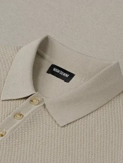 Wam Denim Polo'S<Henry Pique Knit Light Beige Polo