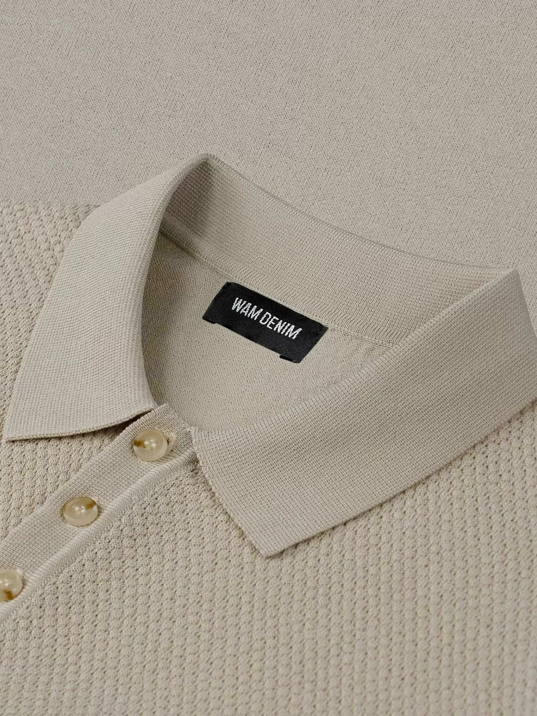 Wam Denim Polo'S<Henry Pique Knit Light Beige Polo