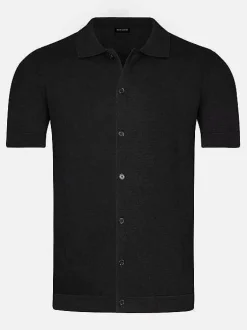 Wam Denim James Full Button-Down Black Polo| Polo'S