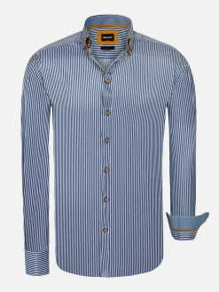 Wam Denim Kevin Regular Fit Royal Blue Overhemd| Overhemd Lange Mouwen