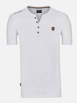 Wam Denim T-Shirts<Korfual Casual V-Neck Button T-Shirt White