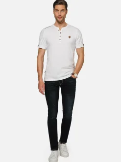 Wam Denim Korfual Casual V-Neck Button T-Shirt White| T-Shirts