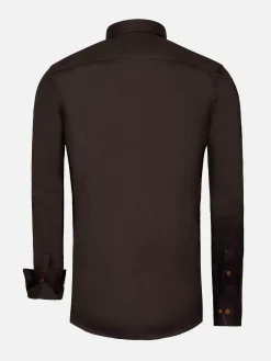 Wam Denim Overhemd Lange Mouwen<Lance Solid Brown Overhemd Lange Mouw