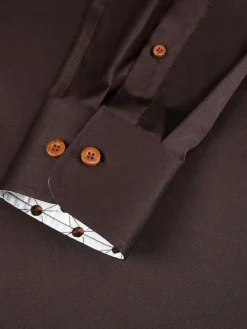 Wam Denim Lance Solid Brown Overhemd Lange Mouw| Overhemd Lange Mouwen