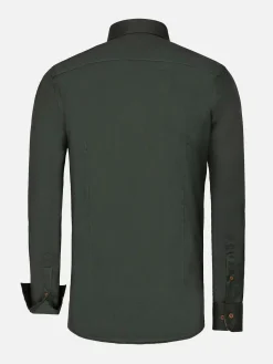 Wam Denim Lance Solid Dark Green Overhemd Lange Mouw| Overhemd Lange Mouwen