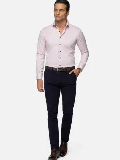 Wam Denim Overhemd Lange Mouwen<Lance Solid Pink Overhemd Lange Mouw