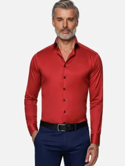 Wam Denim Overhemd Lange Mouwen<Lance Solid Red Overhemd Lange Mouw