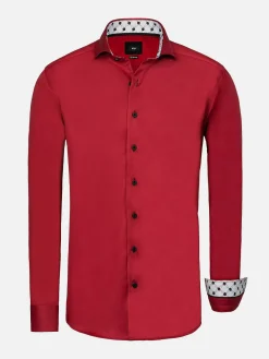 Wam Denim Lance Solid Red Overhemd Lange Mouw| Overhemd Lange Mouwen