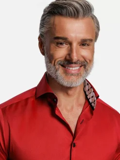 Wam Denim Lance Solid Red Overhemd Lange Mouw| Overhemd Lange Mouwen