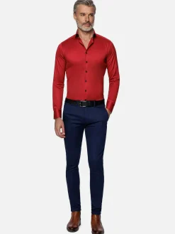 Wam Denim Lance Solid Red Overhemd Lange Mouw| Overhemd Lange Mouwen
