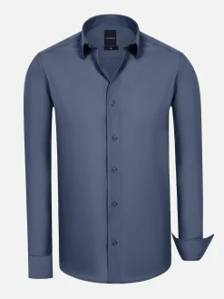 Wam Denim Leira Solid Anthracite Overhemd Lange Mouw| Overhemd Lange Mouwen