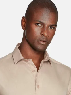 Wam Denim Leira Solid Beige Overhemd Lange Mouw| Overhemd Lange Mouwen