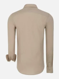 Wam Denim Leira Solid Beige Overhemd Lange Mouw| Overhemd Lange Mouwen