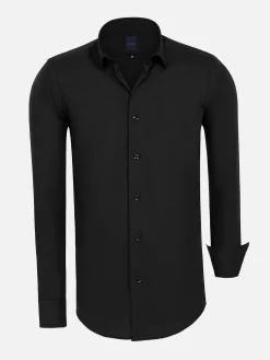 Wam Denim Leira Solid Black Overhemd Lange Mouw| Overhemd Lange Mouwen