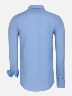 Wam Denim Leira Solid Blue Overhemd Lange Mouw| Overhemd Lange Mouwen