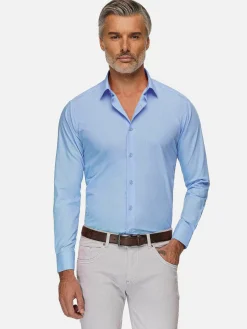 Wam Denim Leira Solid Blue Overhemd Lange Mouw| Overhemd Lange Mouwen