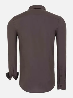 Wam Denim Leira Solid Brown Overhemd Lange Mouw| Overhemd Lange Mouwen