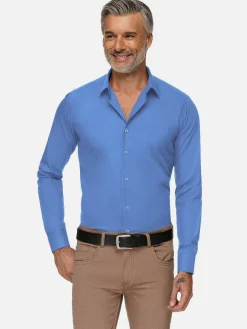 Wam Denim Leira Solid Dark Blue Overhemd Lange Mouw| Overhemd Lange Mouwen