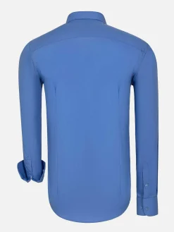 Wam Denim Leira Solid Dark Blue Overhemd Lange Mouw| Overhemd Lange Mouwen