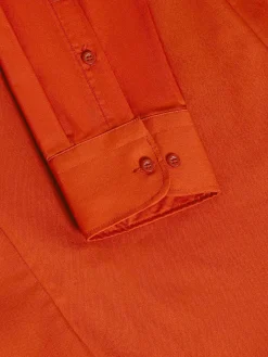 Wam Denim Leira Solid Dark Orange Overhemd Lange Mouw| Overhemd Lange Mouwen