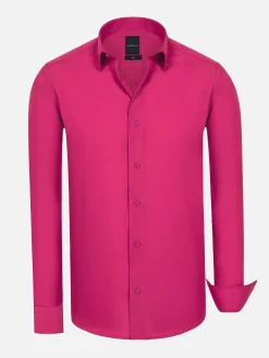Wam Denim Overhemd Lange Mouwen<Leira Solid Fuchsia Overhemd Lange Mouw