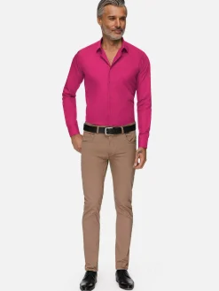 Wam Denim Leira Solid Fuchsia Overhemd Lange Mouw| Overhemd Lange Mouwen