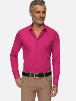 Wam Denim Leira Solid Fuchsia Overhemd Lange Mouw| Overhemd Lange Mouwen