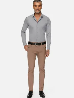 Wam Denim Leira Solid Grey Overhemd Lange Mouw| Overhemd Lange Mouwen