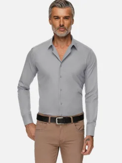 Wam Denim Leira Solid Grey Overhemd Lange Mouw| Overhemd Lange Mouwen