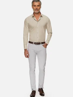 Wam Denim Overhemd Lange Mouwen<Leira Solid Light Beige Overhemd Lange Mouw