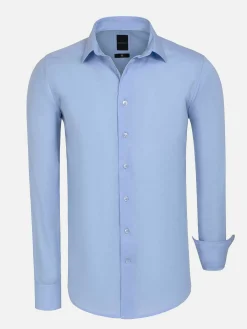 Wam Denim Leira Solid Light Blue Overhemd Lange Mouw| Overhemd Lange Mouwen