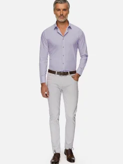 Wam Denim Overhemd Lange Mouwen<Leira Solid Lilac Overhemd Lange Mouw