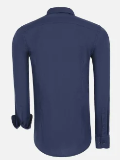 Wam Denim Leira Solid Navy Overhemd Lange Mouw| Overhemd Lange Mouwen