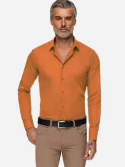 Wam Denim Overhemd Lange Mouwen<Leira Solid Orange Overhemd Lange Mouw