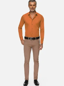 Wam Denim Leira Solid Orange Overhemd Lange Mouw| Overhemd Lange Mouwen