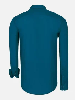 Wam Denim Leira Solid Petrol Overhemd Lange Mouw| Overhemd Lange Mouwen