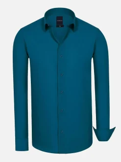 Wam Denim Leira Solid Petrol Overhemd Lange Mouw| Overhemd Lange Mouwen