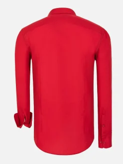 Wam Denim Leira Solid Red Overhemd Lange Mouw| Overhemd Lange Mouwen