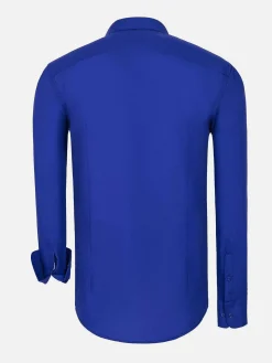 Wam Denim Leira Solid Royal Blue Overhemd Lange Mouw| Overhemd Lange Mouwen