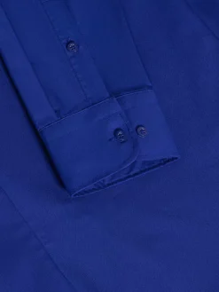 Wam Denim Leira Solid Royal Blue Overhemd Lange Mouw| Overhemd Lange Mouwen