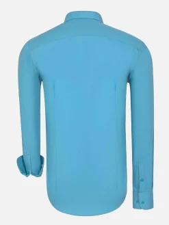 Wam Denim Overhemd Lange Mouwen<Leira Solid Turquoise Overhemd Lange Mouw