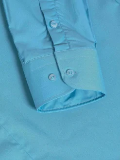 Wam Denim Leira Solid Turquoise Overhemd Lange Mouw| Overhemd Lange Mouwen