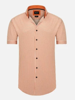 Wam Denim Levi Tailored Fit Orange Overhemd Korte Mouw| Overhemd Korte Mouwen