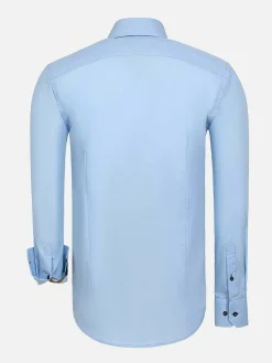 Wam Denim Overhemd Lange Mouwen<Metz Solid Blue Overhemd Lange Mouw