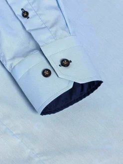 Wam Denim Metz Solid Blue Overhemd Lange Mouw| Overhemd Lange Mouwen