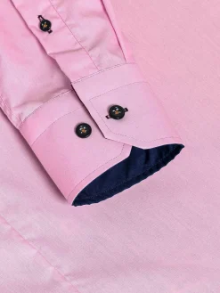 Wam Denim Metz Solid Pink Overhemd Lange Mouw| Overhemd Lange Mouwen