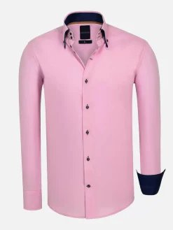 Wam Denim Metz Solid Pink Overhemd Lange Mouw| Overhemd Lange Mouwen