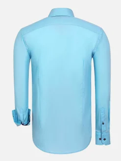 Wam Denim Metz Solid Turquoise Overhemd Lange Mouw| Overhemd Lange Mouwen